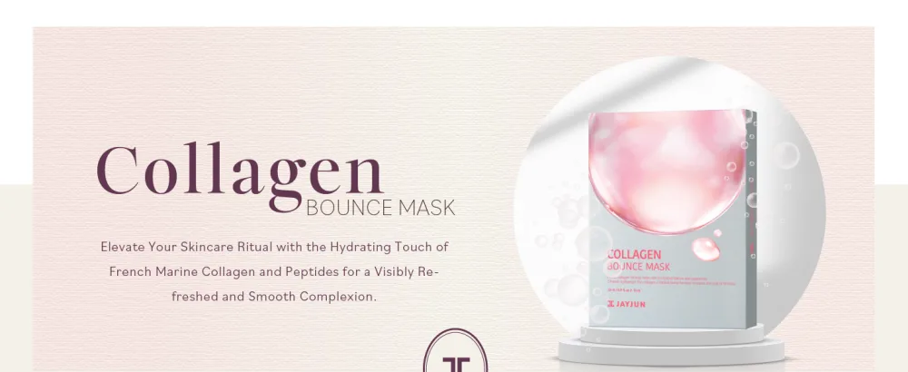 JAYJUN Collagen Bounce Mask (10 Sheets) Firming & Plumping with French Marine Collagen 0.77 fl. oz. - Collagen bounce mask-01