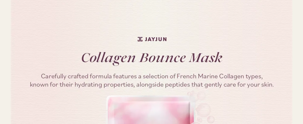 JAYJUN Collagen Bounce Mask (10 Sheets) Firming & Plumping with French Marine Collagen 0.77 fl. oz. - Collagen bounce mask-04