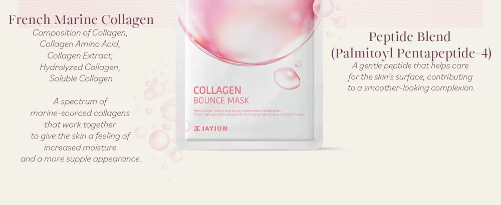JAYJUN Collagen Bounce Mask (10 Sheets) Firming & Plumping with French Marine Collagen 0.77 fl. oz. - Collagen bounce mask-05