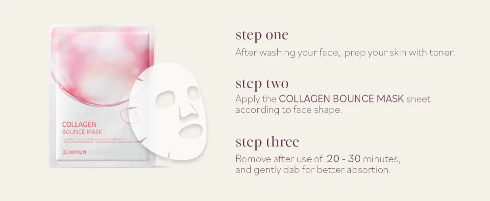JAYJUN Collagen Bounce Mask (10 Sheets) Firming & Plumping with French Marine Collagen 0.77 fl. oz. - Collagen bounce mask-06