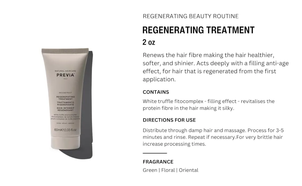 Previa Reconstruct Travel Kit - Regenerating Shampoo (3.4 oz) and Damaged Hair Conditioning Treatment with White Truffle (2 oz) - PREVIA RECONSTRUCT