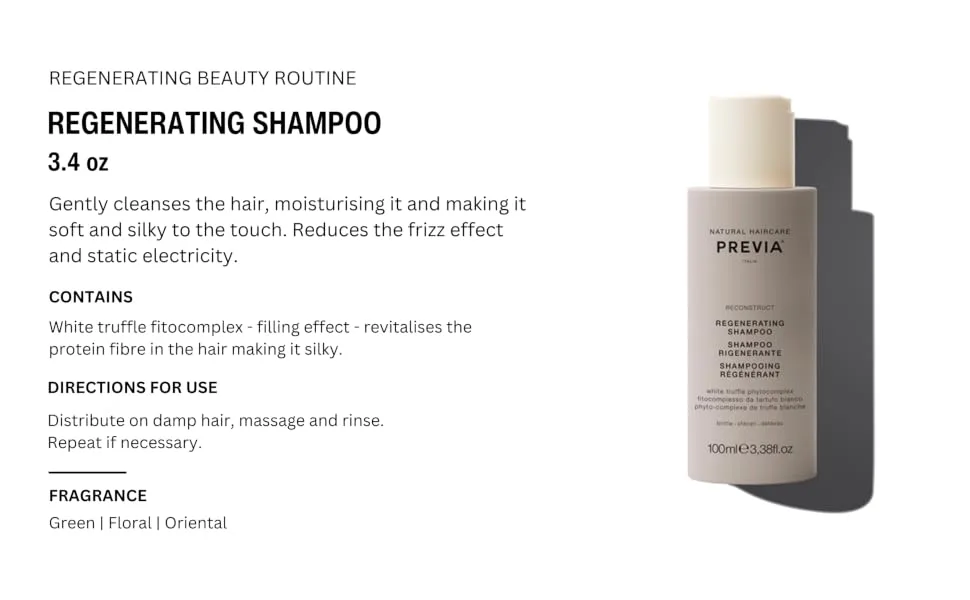 Previa Reconstruct Travel Kit - Regenerating Shampoo (3.4 oz) and Damaged Hair Conditioning Treatment with White Truffle (2 oz) - PREVIA RECONSTRUCT