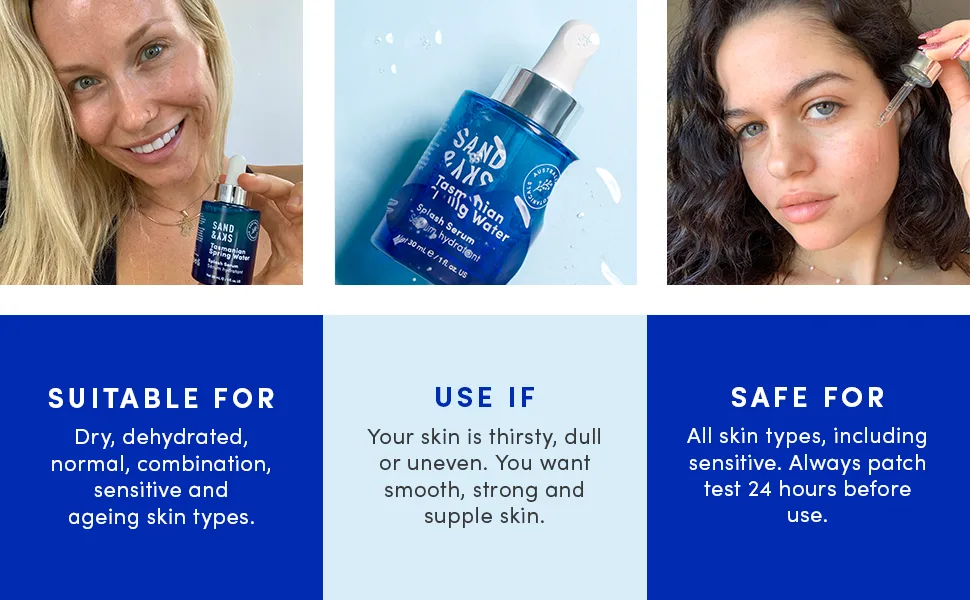 Sand & Sky Tasmanian Spring Water Splash Serum. Hyaluronic Acid for soft and plump skin. - product information 12