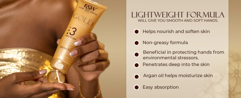 FAIR & WHITE Gold Hand Cream - 4.4 Fl oz / 125 ml - Formulated to Remove Stretch Marks with Shea Butter and Glycerin - B08FXPHGQY