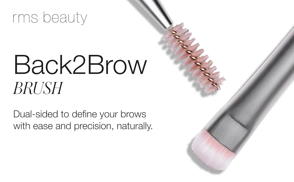 RMS Beauty Back2Brow Brush - Eyebrow Makeup Brush with Spoolie Eyebrow Brush Make Up Brush Brow Brushes for Eyebrows Eyebrow Pencil Powder Brush - Back2Brow Brush