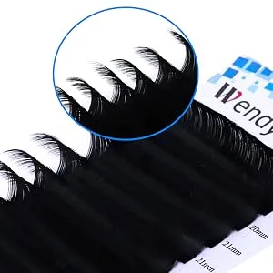 Eyelash Extensions D Curl 20-25mm Single Tray Classic Eyelash Extensions Individual Lashes 0.20mm Thickness Silk Lash Extensions Professional Salon Use by WENDY LASHES(0.20-D 22mm) - WendyLashes Individual eyelashes pack long lashes C curl D curl for professional eyelash extension