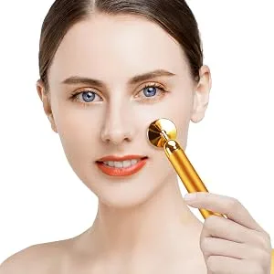 3-IN-1 Electric Jade Roller 3D Roller Facial Roller & Face Massager Gold - face massage roller