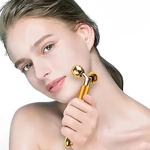 3-IN-1 Electric Jade Roller 3D Roller Facial Roller & Face Massager Gold - facial massage