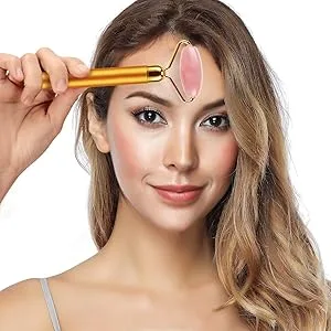 3-IN-1 Electric Jade Roller 3D Roller Facial Roller & Face Massager Gold - facial massager