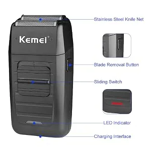 KEMEI Men's Reciprocating Cordless Razor Electric Rechargeable Razor Precision Beard Sideburn Trimmer Razors Twin Blade Multifunction Grooming Razor - 1102
