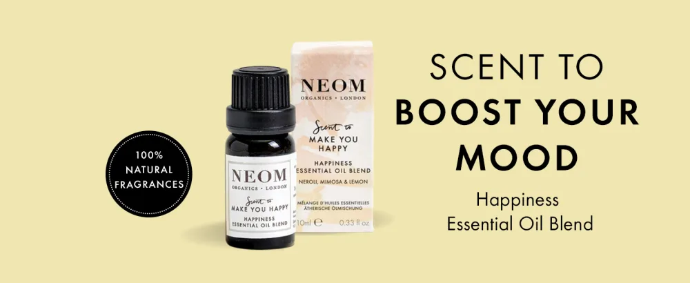 NEOM - Happiness Essential Oil Blend 10ml | Neroli Mimosa & Lemon | Scent to Make You Happy Range | 100% Natural Fragrance - EOB HAPPY