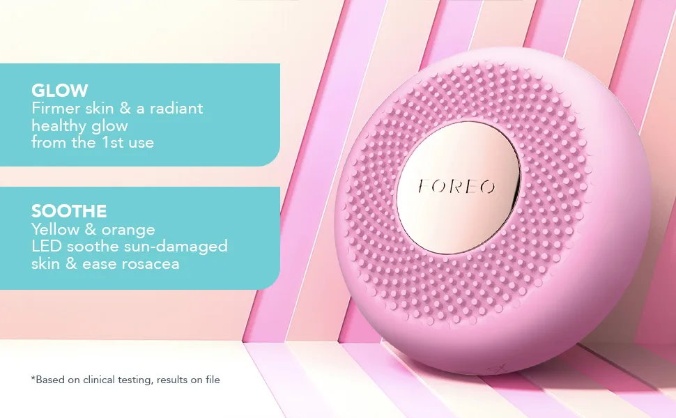 FOREO UFO mini 2 Red Light Therapy For Face - Deep Facial Hydration - Anti Aging - Face Moisturizer - Dark Spot Remover - Full LED Spectrum - Pearl Pink - firmer skin