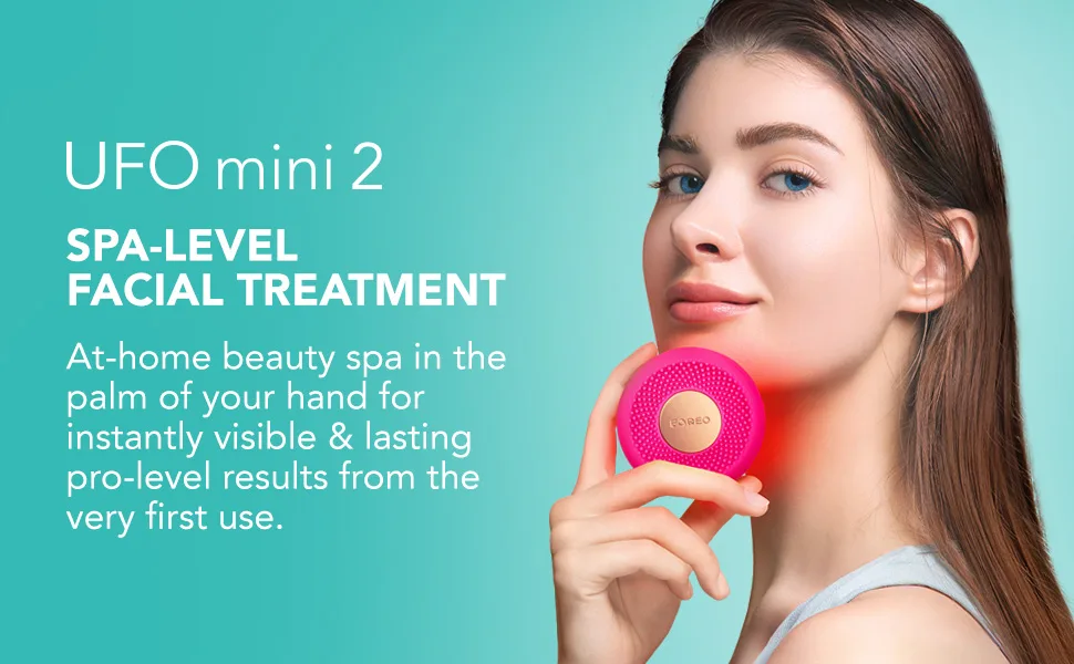 FOREO UFO mini 2 Red Light Therapy For Face - Deep Facial Hydration - Anti Aging - Face Moisturizer - Dark Spot Remover - Full LED Spectrum - Pearl Pink - red light