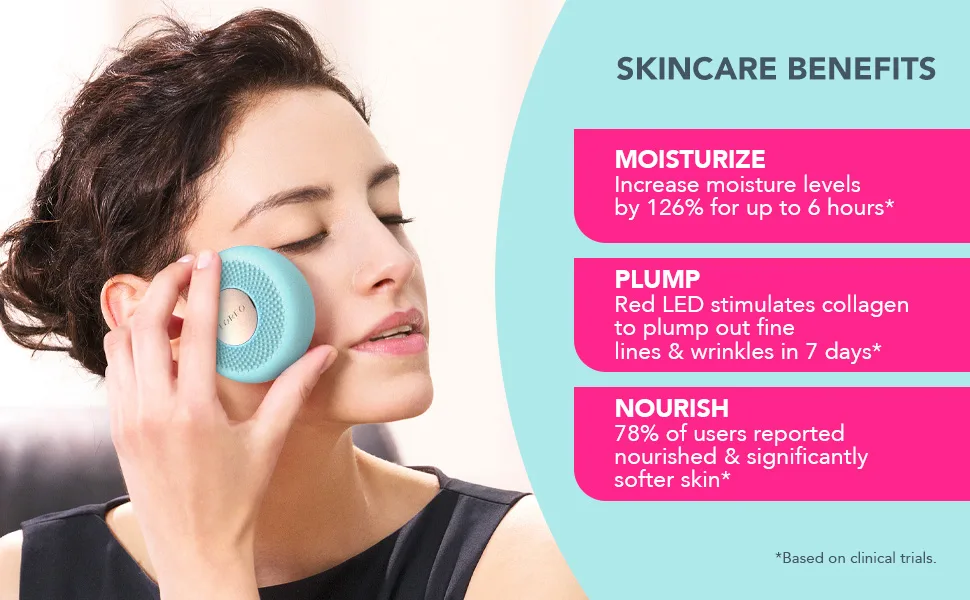 FOREO UFO mini 2 Red Light Therapy For Face - Deep Facial Hydration - Anti Aging - Face Moisturizer - Dark Spot Remover - Full LED Spectrum - Pearl Pink - softer skin