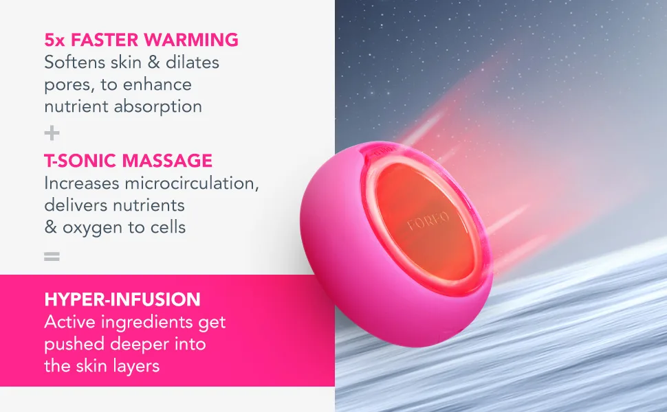 FOREO UFO mini 2 Red Light Therapy For Face - Deep Facial Hydration - Anti Aging - Face Moisturizer - Dark Spot Remover - Full LED Spectrum - Pearl Pink - t-sonic massage