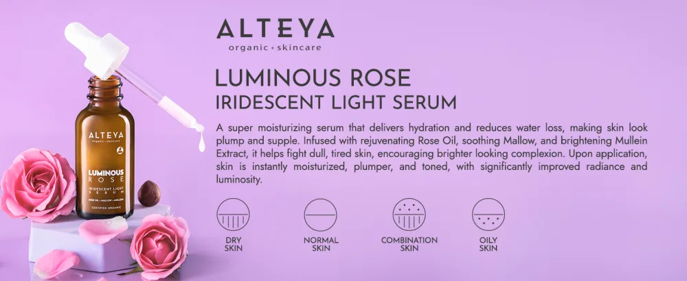 Alteya Organics Luminous Rose Iridescent Light Serum 1Fl Oz/ 30mL - serum