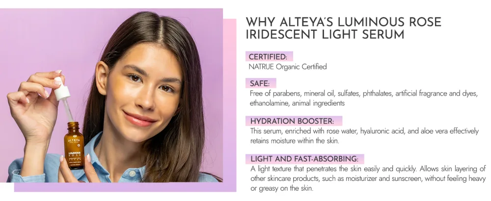 Alteya Organics Luminous Rose Iridescent Light Serum 1Fl Oz/ 30mL - serum