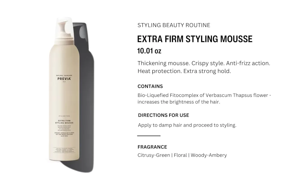 PREVIA Style And Finish Extra Firm Styling Mousse 300 ml - PREVIA STYLING MOUSSE