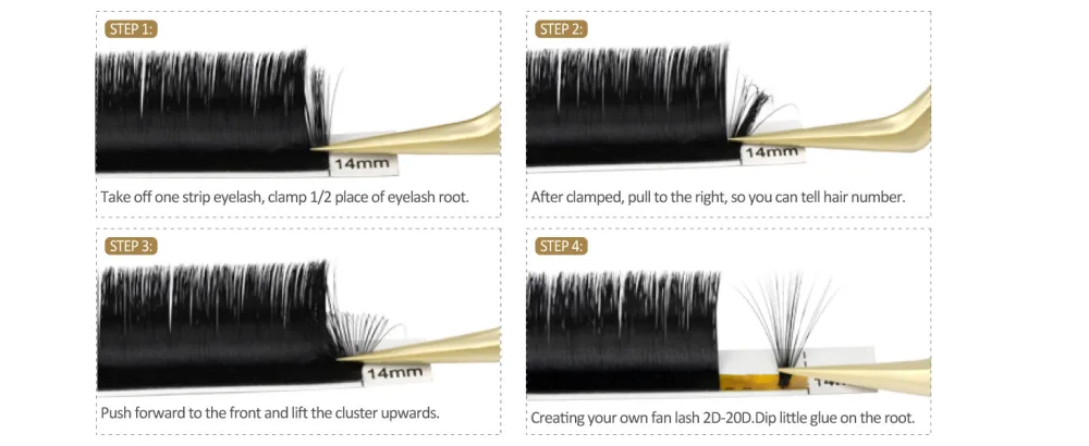 EMEDA 3D Effect Easy Fan Volume Lash Extensions Easy Fan 2D 10D Eyelash Extension D Curl 0.05 8-15mm Mixed Tray (0.05D MIX) - easy fans