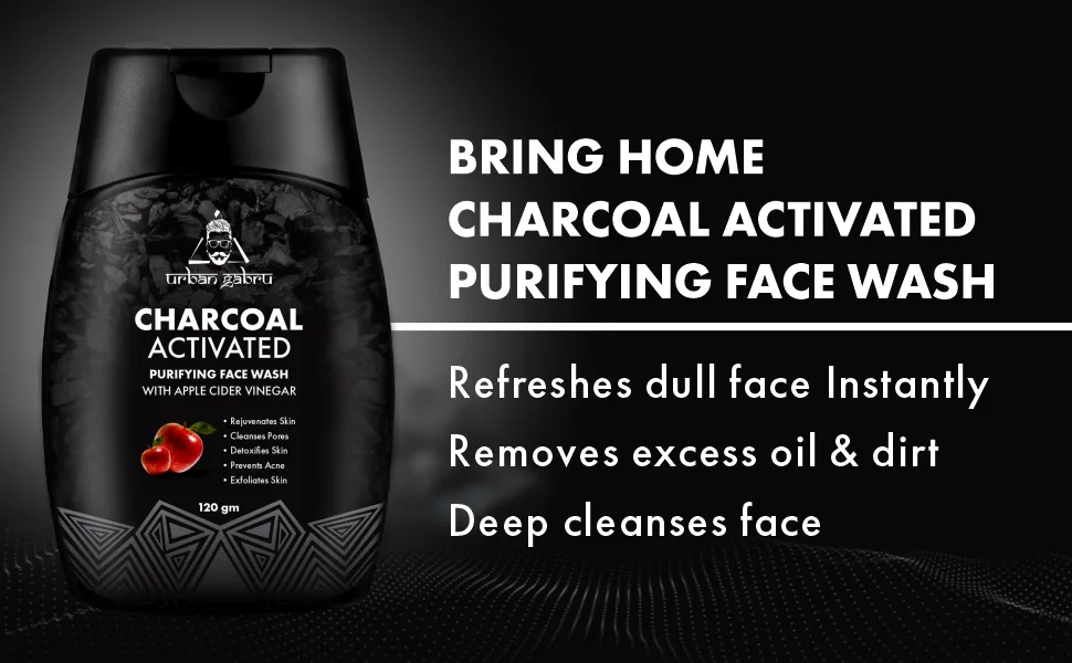 UrbanGabru Charcoal Face Wash with Apple Cider Vinegar for Pimple/Acne control and clear Glowing Skin - UrbanGabru