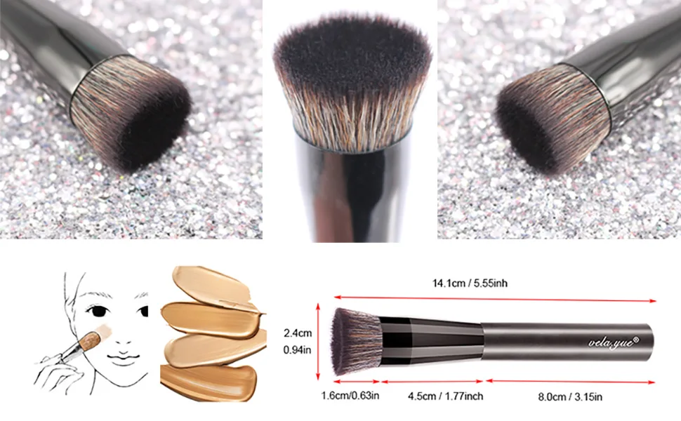 Vela.Yue Foundation Brush for Liquid Makeup Cream Base Blending Buffing Make Up Beauty Tool - product information 5