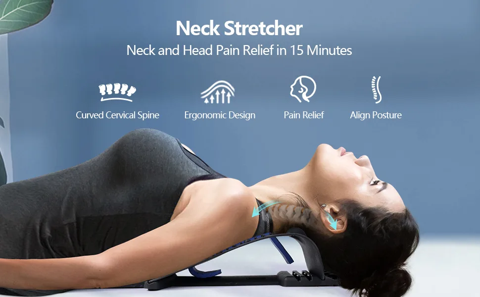 Neck Stretcher for Neck Pain Relief, Upper Back and Shoulder Relaxer for Muscle Relax and Spine Alignment, Cervical Traction Device Adjustable 4 Level (Green) - Neck Stretcher