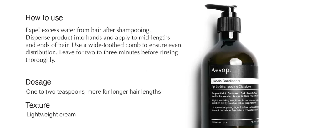 Aesop Classic Shampoo & Conditioner | Hydrates and Softens Hair | Paraben Cruelty-free & Vegan | 16.9 oz - classic conditioner