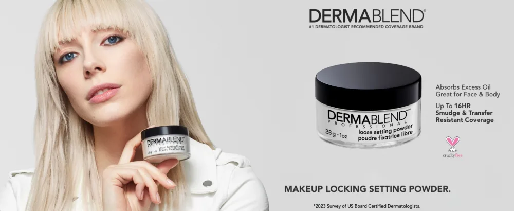 Dermablend Loose Setting Powder Face Powder Makeup & Finishing Powder for Light Medium & Tan Skin Tones Original Translucent 0.18 Oz - Header Desktop