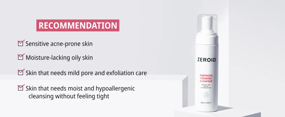 ZEROID Pimprove Foaming Cleanser Korean Dermocosmetic Balanced Care for Oily & Troubled Skin (200 mL) - ZEROID Pimprove Foaming Cleanser