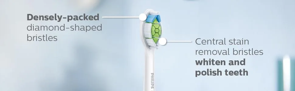 Philips Sonicare Genuine W DiamondClean Replacement Toothbrush Heads 2 Brush Heads White HX6062/65 Brush Heads White - Philips Sonicare Brush Head, Whitening, white brush head