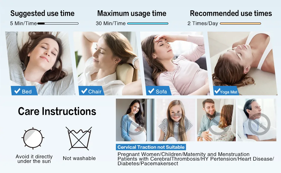 Neck and Shoulder Relaxer,Portable Cervical Traction Device Neck Stretcher,Neck Posture Corrector Chiropractic Pillow for TMJ Pain Relief and Cervical Spine Alignment-Blue - neck traction device