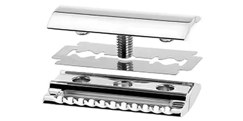 M HLE HEXAGON Forest Double Edge Safety Razor (Closed Comb) For Men - Perfect for Every Day Use Barbershop Quality Close Smooth Shave - safety razor cap, blade and plate