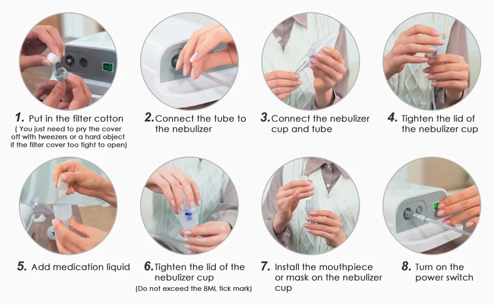 Nebulizer Machine for Adults & Kids - Portable Nebulizer Machine for Breathing with Mouthpiece & Mask, Desktop Asthma Compressor Nebulizer for Home Use - nebulizer