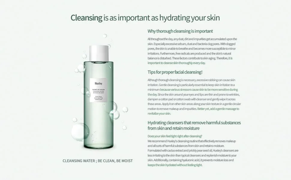 Huxley Secret of Sahara Cleansing Water Be Clean Be Moist 6.76 fl. oz. - image 4
