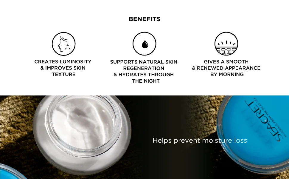 SEACRET Night Cream - Intensive Night Moisturizer for Face Enriched with Vitamin E & A and Minerals from the Dead Sea 1.7 Fl Oz - seacret dead sea spa night cream