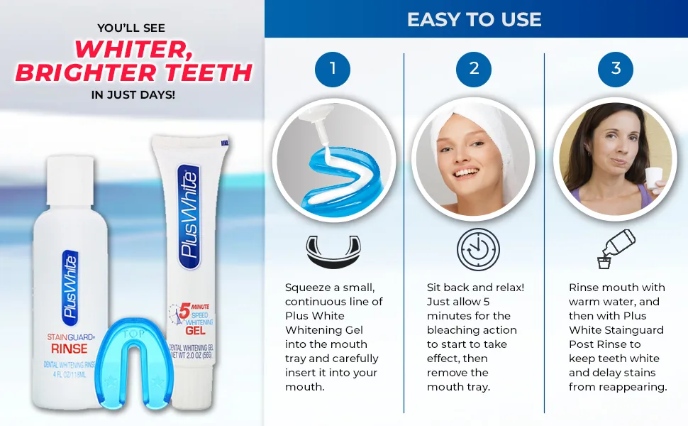 Plus White 5-Minute Speed Whitening System Improved Formula - WHITEN YOUR TEETH