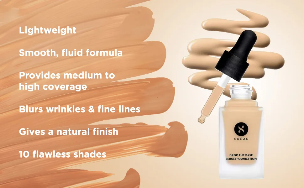 Sugar Cosmetics Drop The Base Serum Foundation15 Cappuccino (Light Cool Undertone) Full Coverage Waterproof Matte Finsh - product information 3