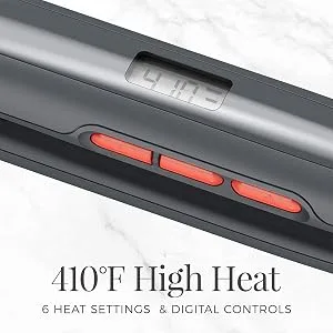 S5500TA 1" Anti-Static Flat Iron with Floating Ceramic Plates and Digital Controls Hair Straightener Grey/Coral - product information 3