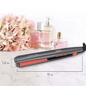 S5500TA 1" Anti-Static Flat Iron with Floating Ceramic Plates and Digital Controls Hair Straightener Grey/Coral - product information 5
