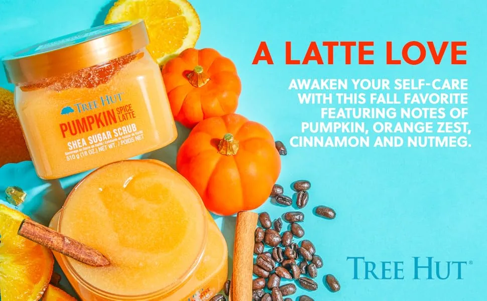 Tree Hut Pumpkin Spice Latte Shea Sugar Exfoliating & Hydrating Body Scrub 18 oz. - Tree Hut PSL Scrub