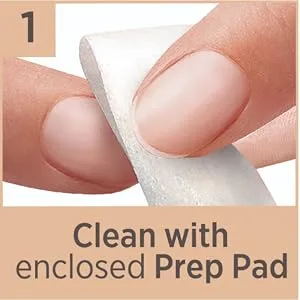 KISS imPRESS No Glue Mani Press-On Nails Color 'Flare' Medium Neutral Medium Size Coffin Shape Includes 30 Nails Prep Pad Instructions Sheet 1 Manicure Stick 1 Mini File - image