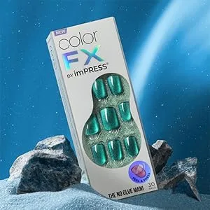 KISS imPRESS No Glue Mani Press-On Nails Color FX 'Connection' Light White Short Size Squoval Shape Includes 30 Nails Prep Pad Instructions Sheet 1 Manicure Stick 1 Mini File - image