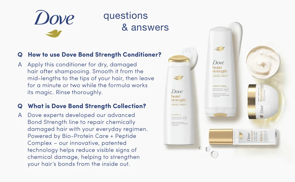 Dove Damage Therapy Conditioner Bond Strength for Damaged Hair with BIO PROTEIN CARE 12 oz - Q & A