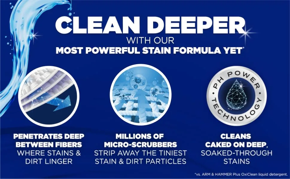ARM & HAMMER Deep Clean Stain Formula Liquid Laundry Detergent 102 fl oz 68 Loads - ARM & HAMMER Deep Clean Stain Formula