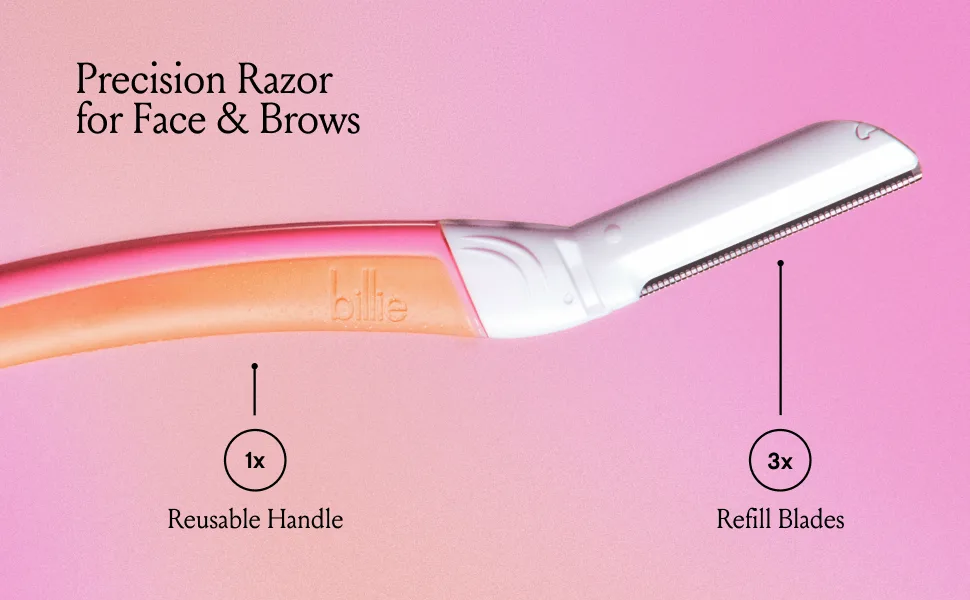 Billie - Dermaplane Starter Kit - Reusable Handle + 3 Refill Blades - Remove Facial Hair + Perfectly Shape Brows - Dermatologist-Approved - Malibu - dermaplaning dermaplaning at home womens face razor womens facial razor dermaplane kit dermaplane