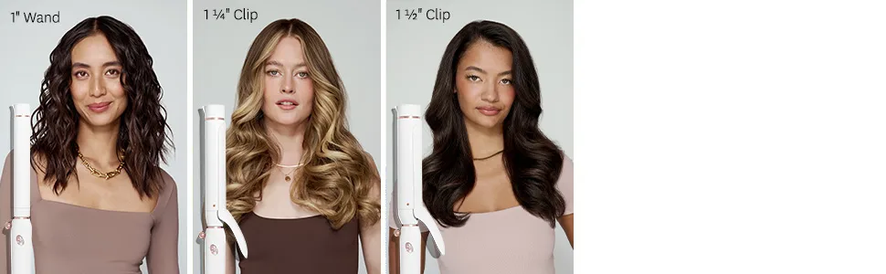 T3 Switch Kit Professional Ionic Interchangeable Curling Iron with 3 Ceramic Clip & Wand Long Barrels for Curling and Waving 9 Adjustable Heat Settings & Ion Generator White/Rose Gold SWITCH KIT WAVE TRIO - Switch Kit Wave Trio