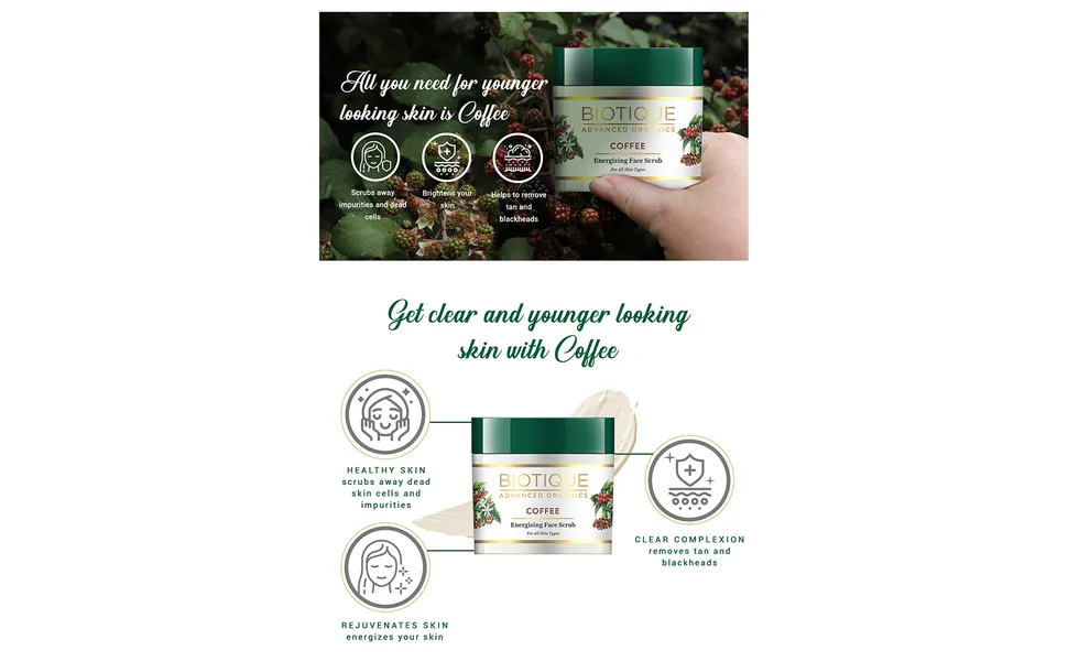 Biotique Coffee Energizing Face Srcub for all Skin Types 50g - product information 3