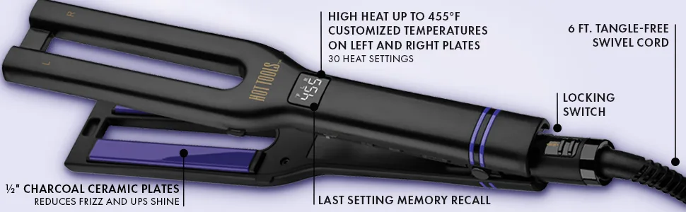 HOT TOOLS Pro Signature Dual Plate Flat Iron - flatiron; flatirons; straightener; straighteners; professional; ceramic; hottools; extrastraighthair