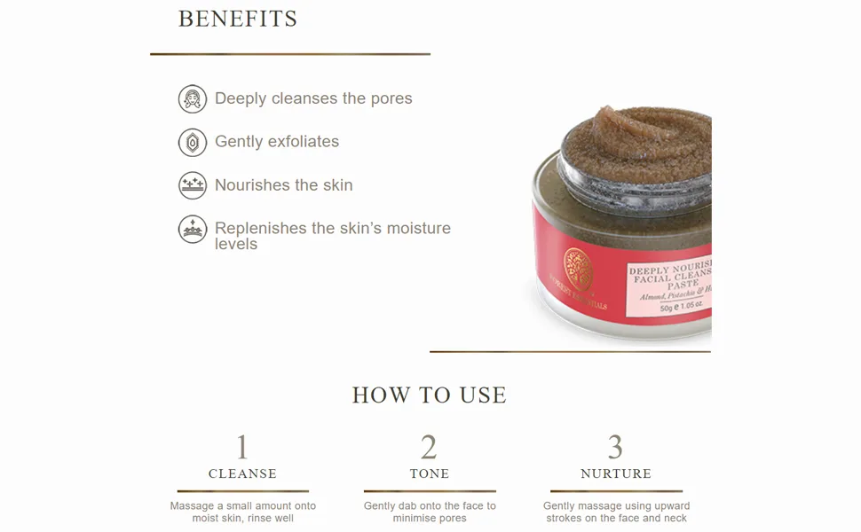 Forest Essentials Deeply Nourishing Facial Cleansing Paste 50gms - product information 2