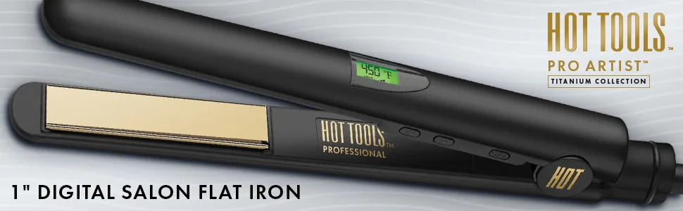Hot Tools Professional Titanium Ceramic 1" Digital Flat Iron 1 ct. - flatiron; flatirons; straightener; straighteners; hairstraightener; hairstraighteners; titanium